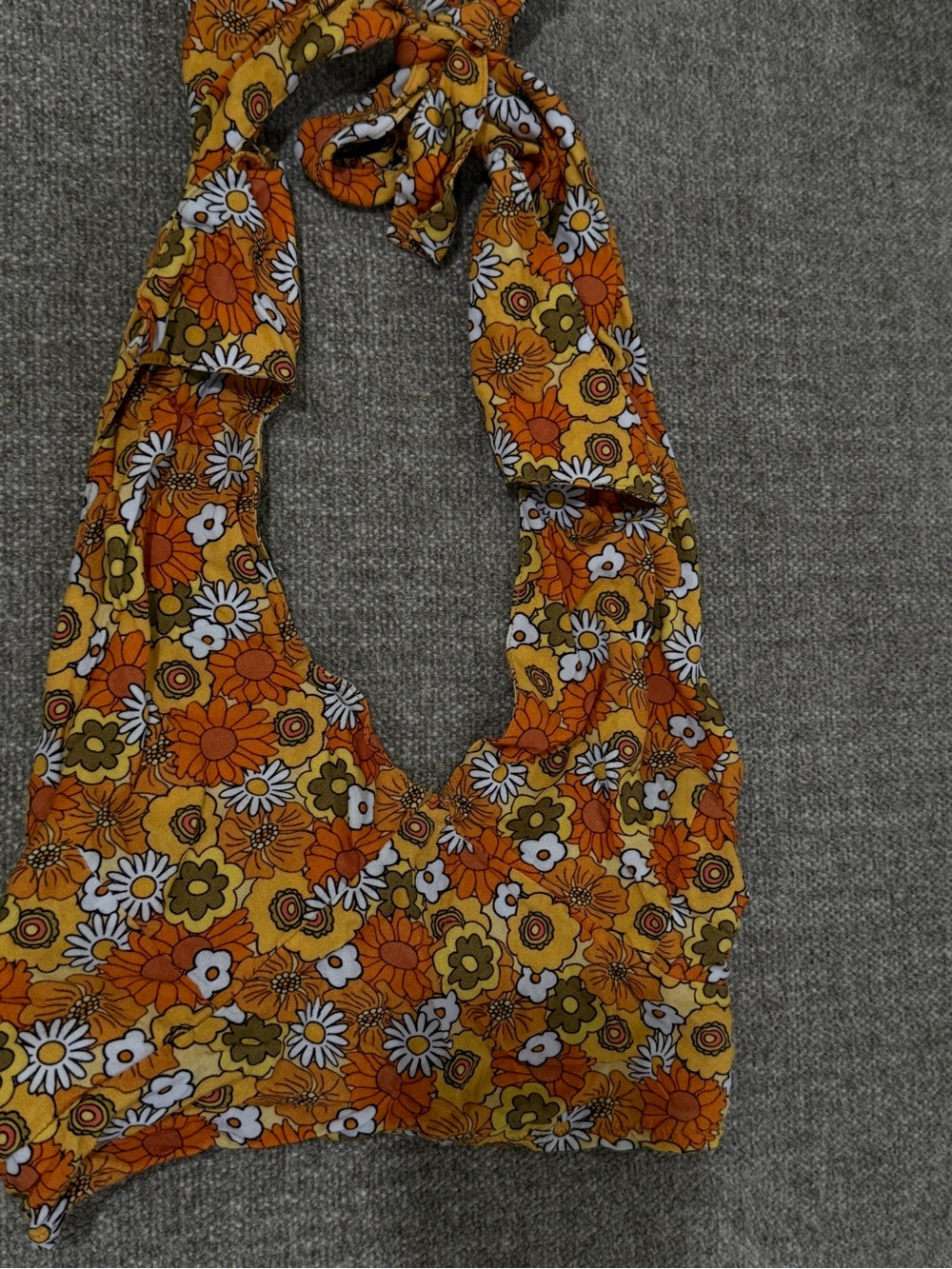 Floral Halter Crop Top in Orange and Yellow